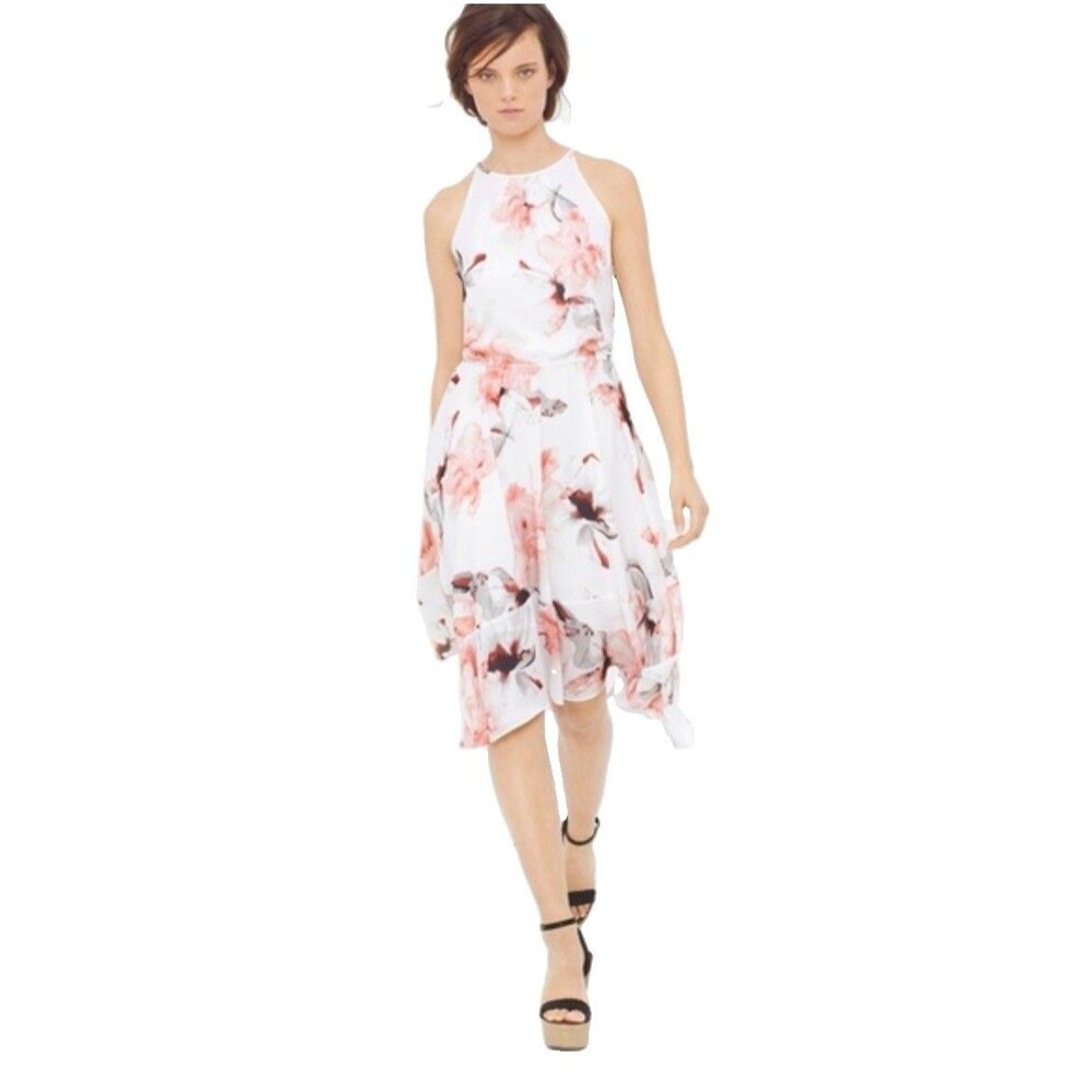 WHBM Sz 8 A-Line Elastic Waist Floral Summer Dress Orig Price $160